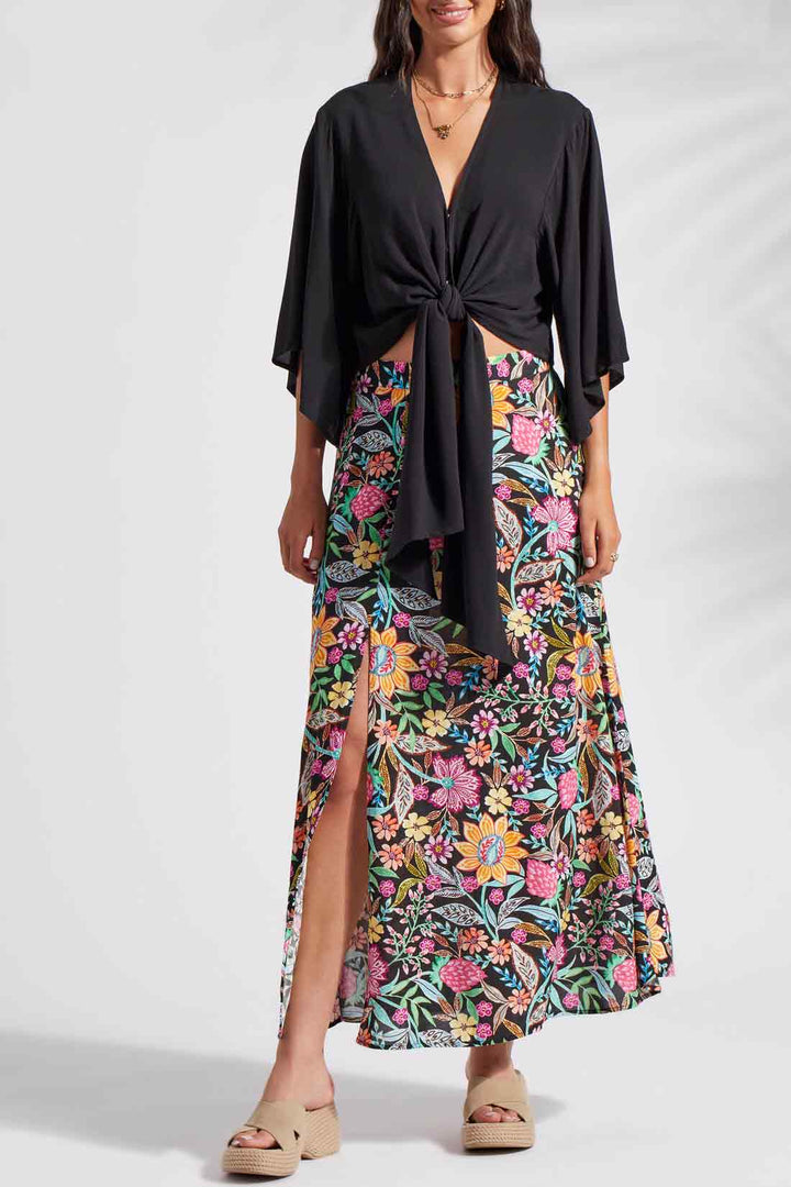 Kimono Tie Front Top Black