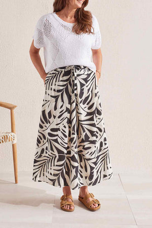 Printed Pull-On Skirt with Ties