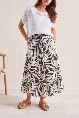 Printed Pull-On Skirt with Ties