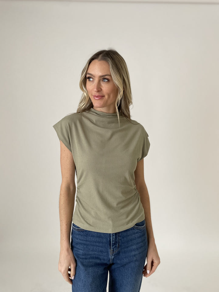Zoe Mock Neck Layering Top - Moss – Point of Origin