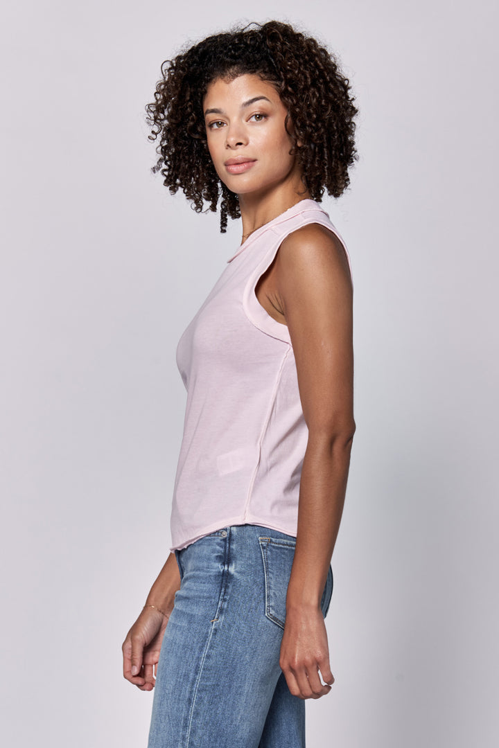 Zo Raw Edge Tank Top - Pink A Boo