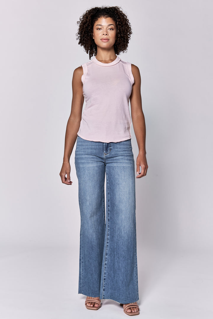 Zo Raw Edge Tank Top - Pink A Boo