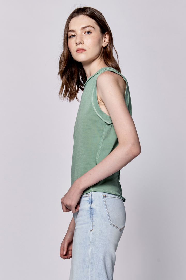 Zo Raw Edge Tank Top - Iceberg Green