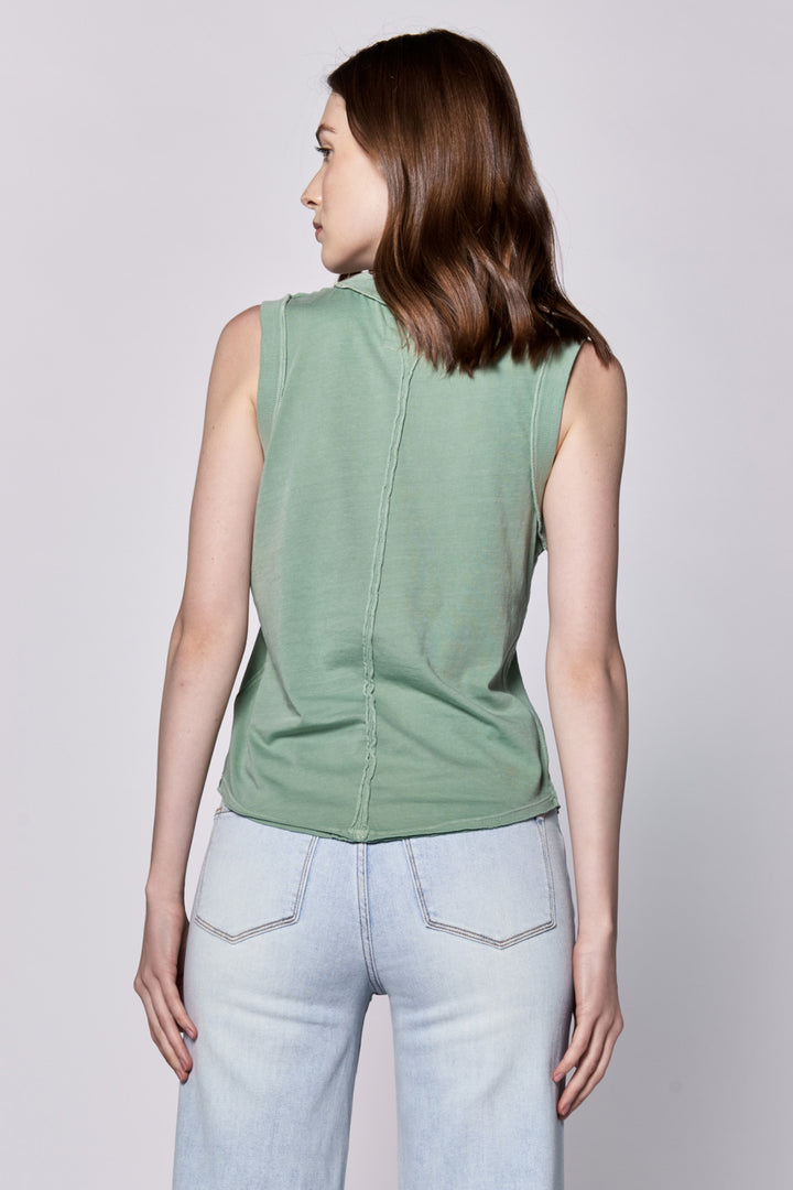 Zo Raw Edge Tank Top - Iceberg Green
