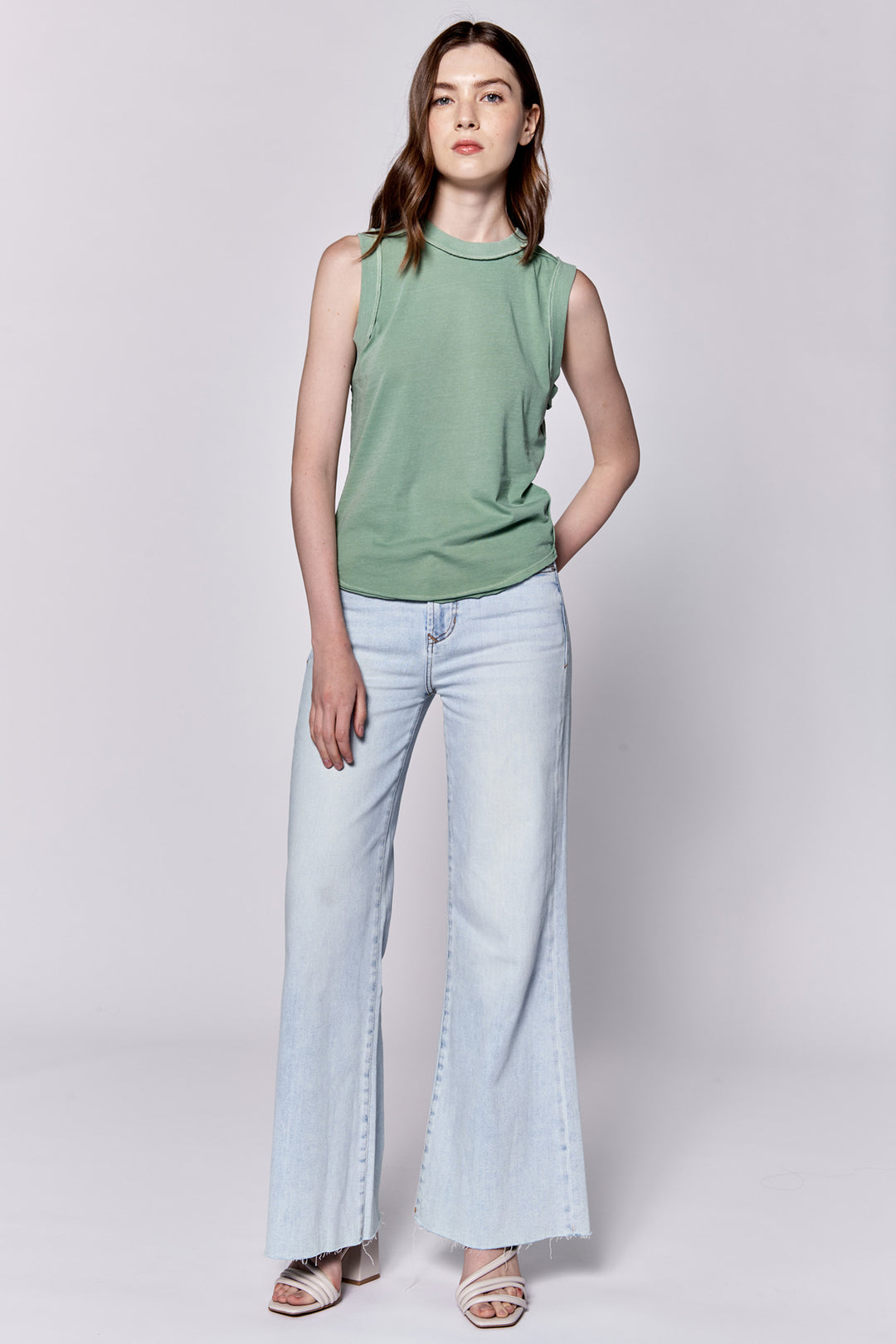 Zo Raw Edge Tank Top - Iceberg Green