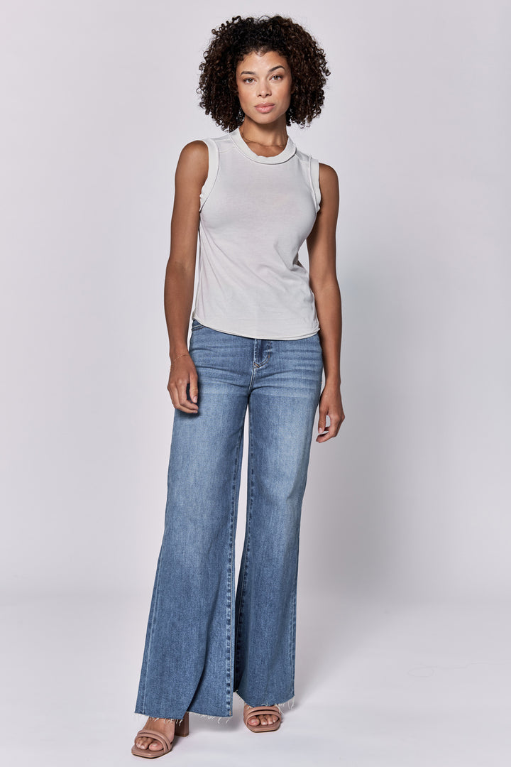 Zo Raw Edge Tank Top - Dawn Blue