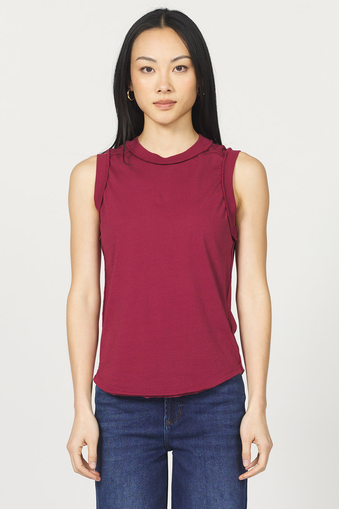 Zo Raw Edge Tank Top - Tibetan Red