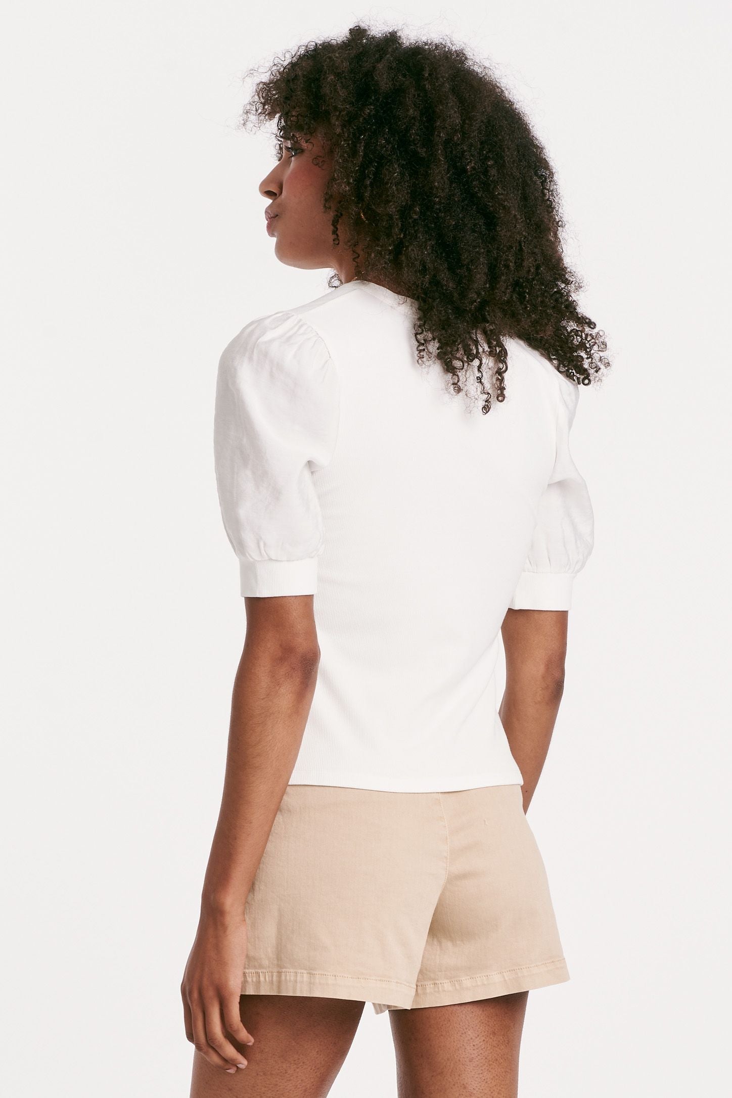 Tanner Puff Sleeve Henley Top - White