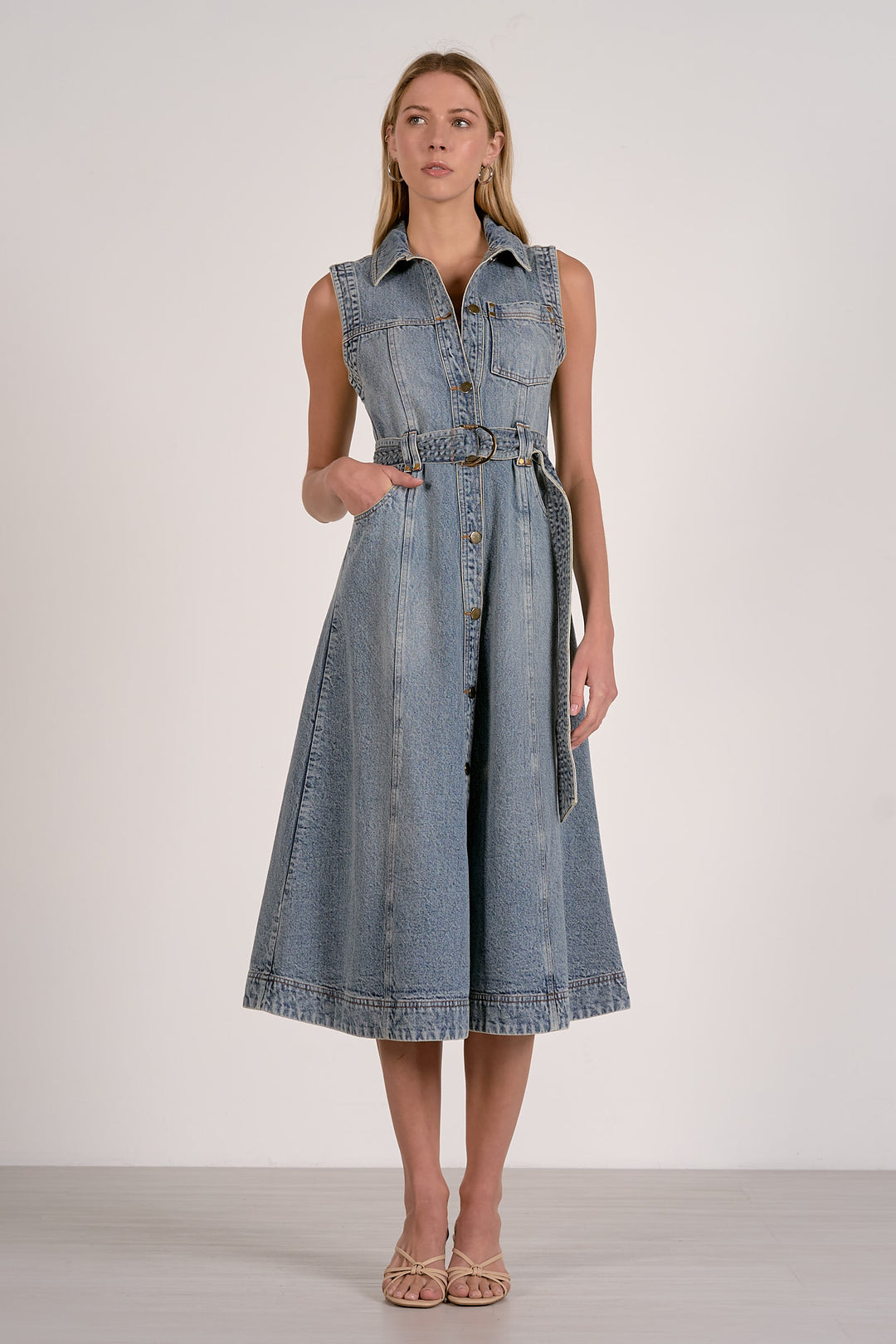front view denim dress