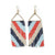 Whitney Diagonal Stripe Beaded Fringe Earrings Blue and Red