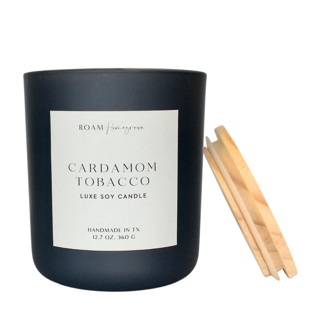 Cardamom Tobacco  Oversized Luxe Soy Candle, Smoke