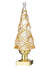 Create a display of wintry light and shadows with these beautiful LED swirling glitter gold trees.   14" Geometric Lighted Tree with Gold Swirling Glitter Made of Plastic Requires 3 AA Batteries