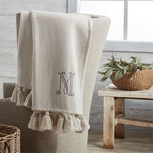 INITIAL WHITE THROW BLANKETS