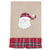 Santa and plaid, two holiday favorites together on this linen hand towel. Features tartan pleated hem and hand-knotted French knot Santa with tartan hat applique and dimensional tartan pleated bottom.  Size: 21" x 14"