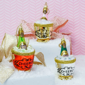 Pop the cork and start the celebrations with this festive Cheers Champagne Bucket Ornament. Choose from three different styles. 