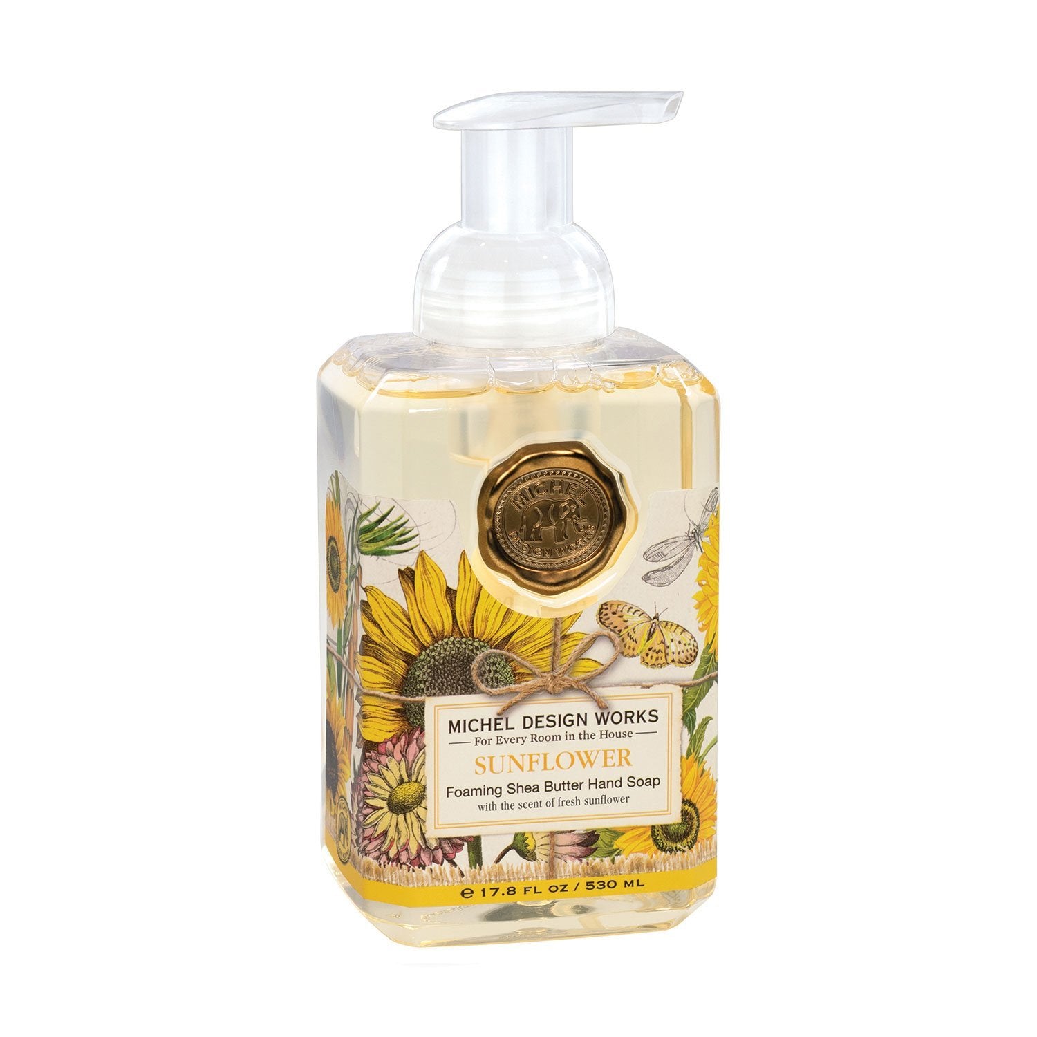 Sunflowers, dahlias, and marigolds are bursting with rich yellows and golds—perfect for autumn and lovely all year round. Scent of fresh sunflower with touches of citrus, ripe fruit, and spice. The generous size of this foaming hand soap proves you can offer great value without sacrificing quality. Plus it contains luxurious shea butter and aloe vera for gentle cleansing and moisturizing.