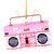 Remember when you and your girlfriends got your groove on to tunes booming out of your boombox? Celebrate the season with this nostalgic Boombox Ornament in Pink - a wonderful addition to your Christmas ornament collection this year!  Approximately 5 in. wide by 3 in. tall Made of glass.  Imported.