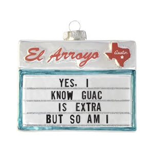 Just put out the holiday decorations now and let’s wrap this year up. NEW from El Arroyo their beloved signs commemorated in the perfect 2020 keepsake for your tree.   Collectable mercury glass ornament