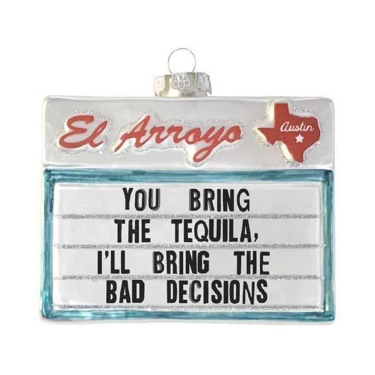 Just put out the holiday decorations now and let’s wrap this year up. NEW from El Arroyo their beloved signs commemorated in the perfect 2020 keepsake for your tree.   Collectable mercury glass ornament
