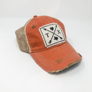 Always in Orange Texas Distressed Baseball Cap With Mesh Back