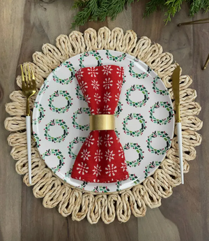 50 States Christmas Wreath Melamine Dinner Plates