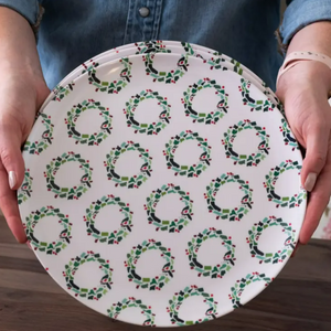 50 States Christmas Wreath Melamine Dinner Plates