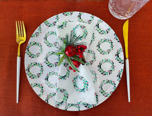 50 States Christmas Wreath Melamine Dinner Plates