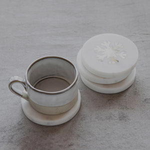 Snowflake Marble Coaster Set
