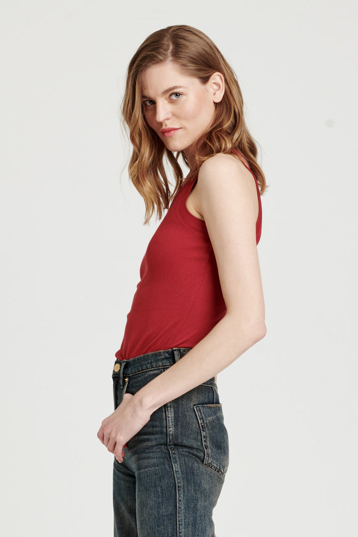 Cleo Ribbed Tank - Vino