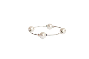 12mm Crystal White Pearl Blessing Bracelet: L