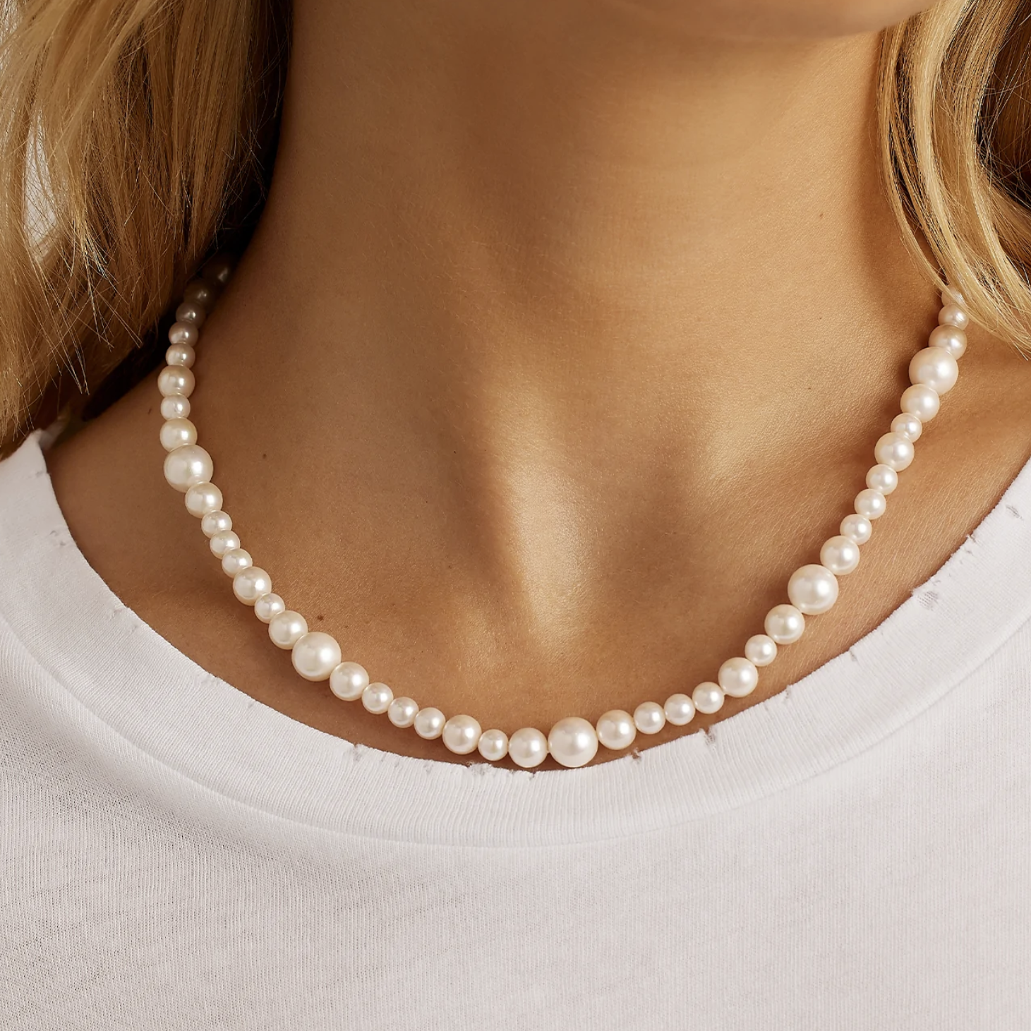 Gorjana Lou Pearl Necklace White