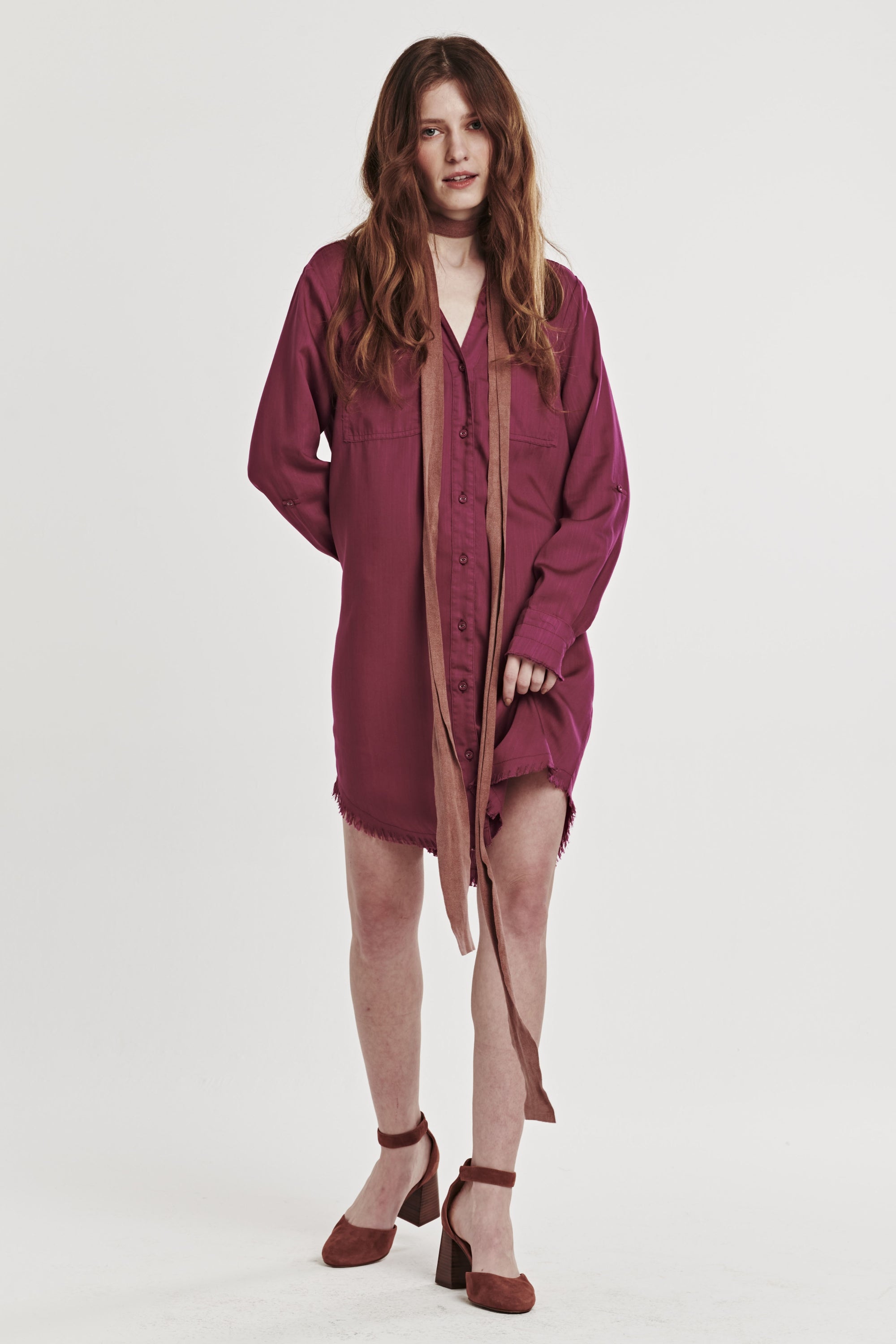 Avery Shirt Dress - Purple Wine