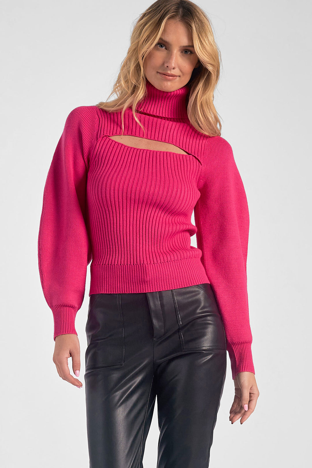 Fuschia Peek-A-Boo Sweater