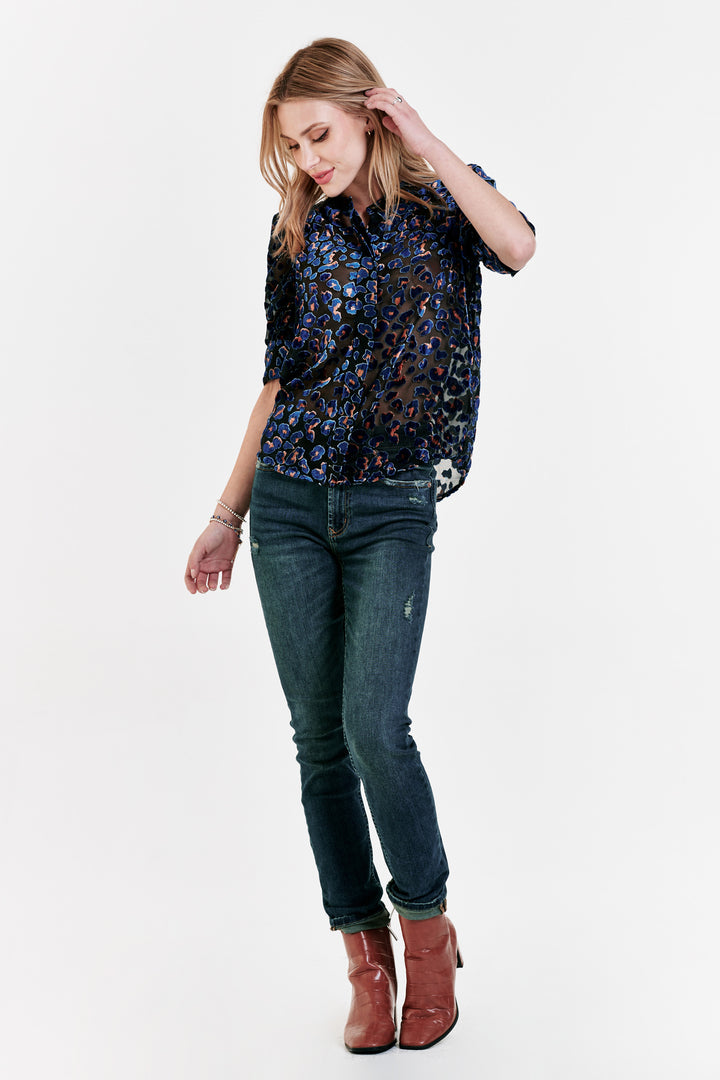Rowan Top - Blue Spots